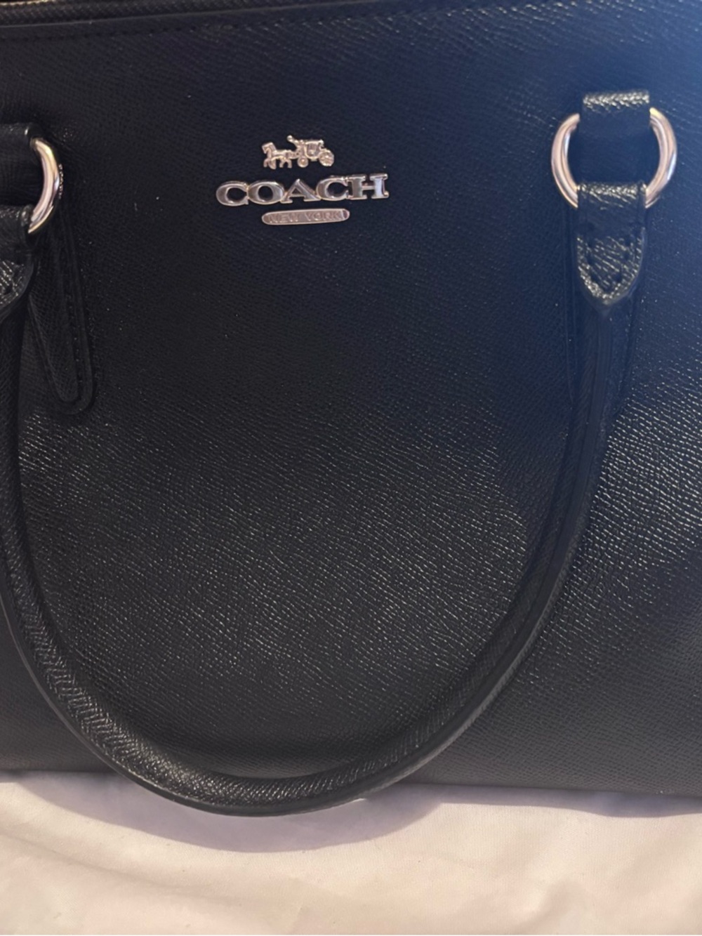 Coach Black Leather Satchel with Gold Hardware
